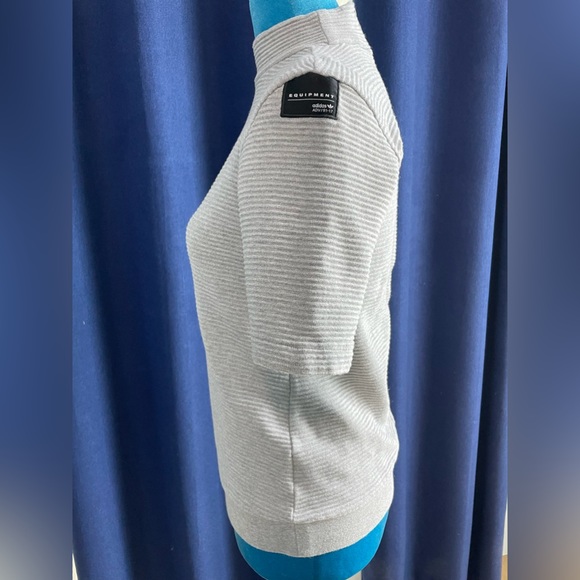 ADIDAS EQUIPMENT GREY HIGH COLLAR SHORT SLEEVE TOP SIZE XS - Picture 2 of 8